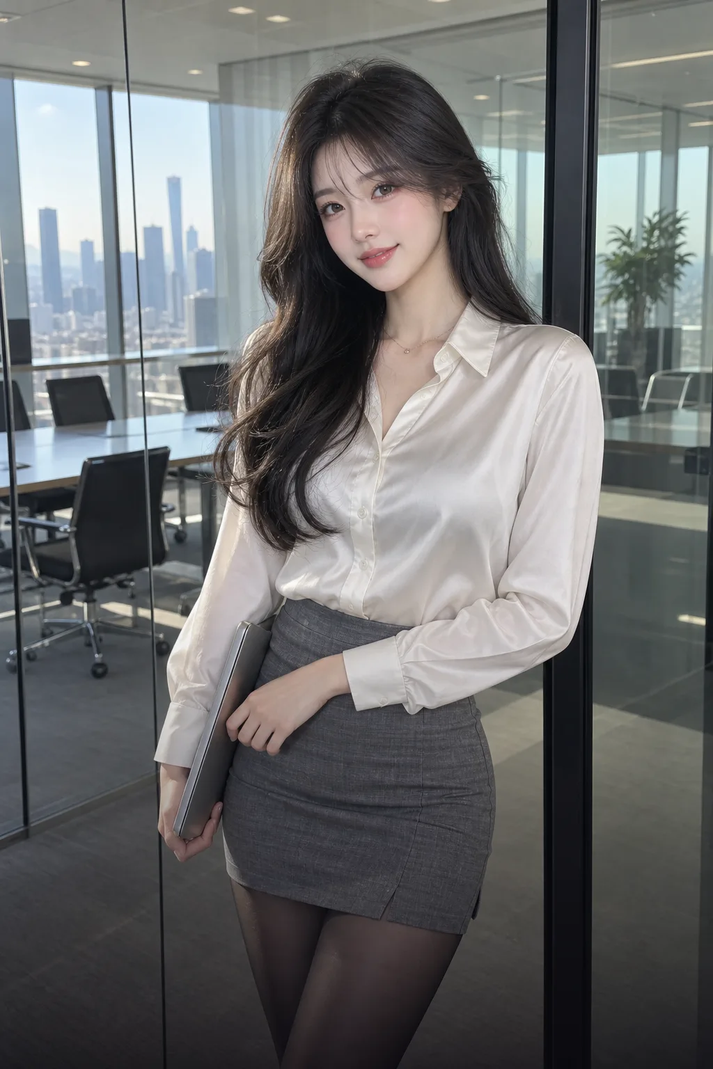 회의실의 통유리창